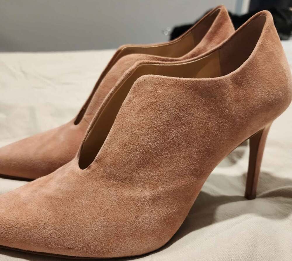 So Trending V cut front Vince Camuto genuine Suede Pointed Toe ankle booties